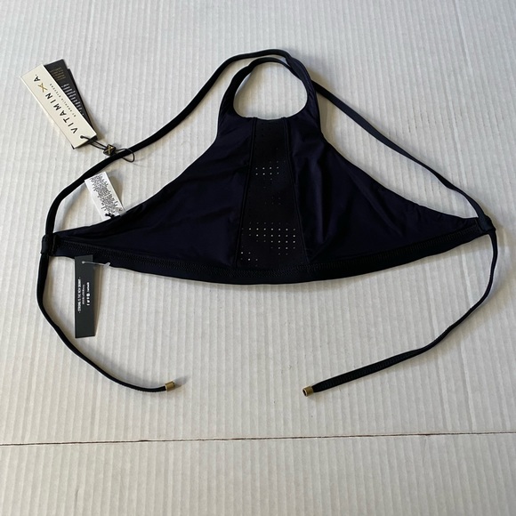 Vitamin A Other - NWT Vitamin A Carbon 38 Swim Celine High Neck Mesh Halter Bikini Top Black S 8/M